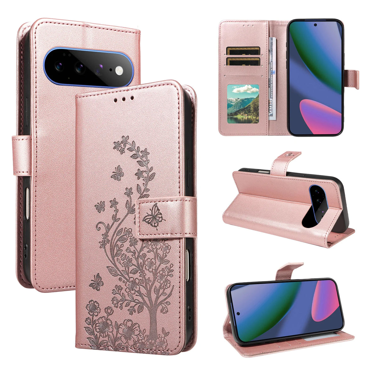 Floral Embossed Flip Wallet Phone Case for Google Pixel