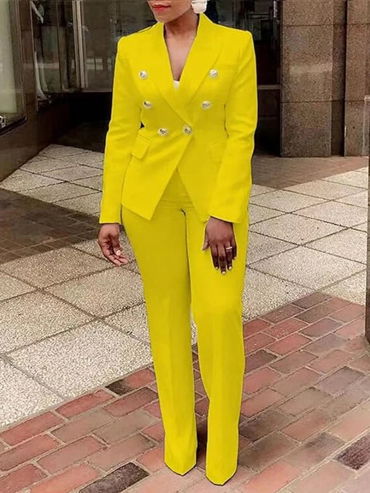 Women's Plus-Size Double-Breasted Suit Set