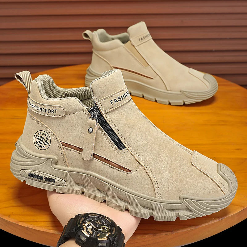 Men's Side-Zip Padded Ankle Sneakers