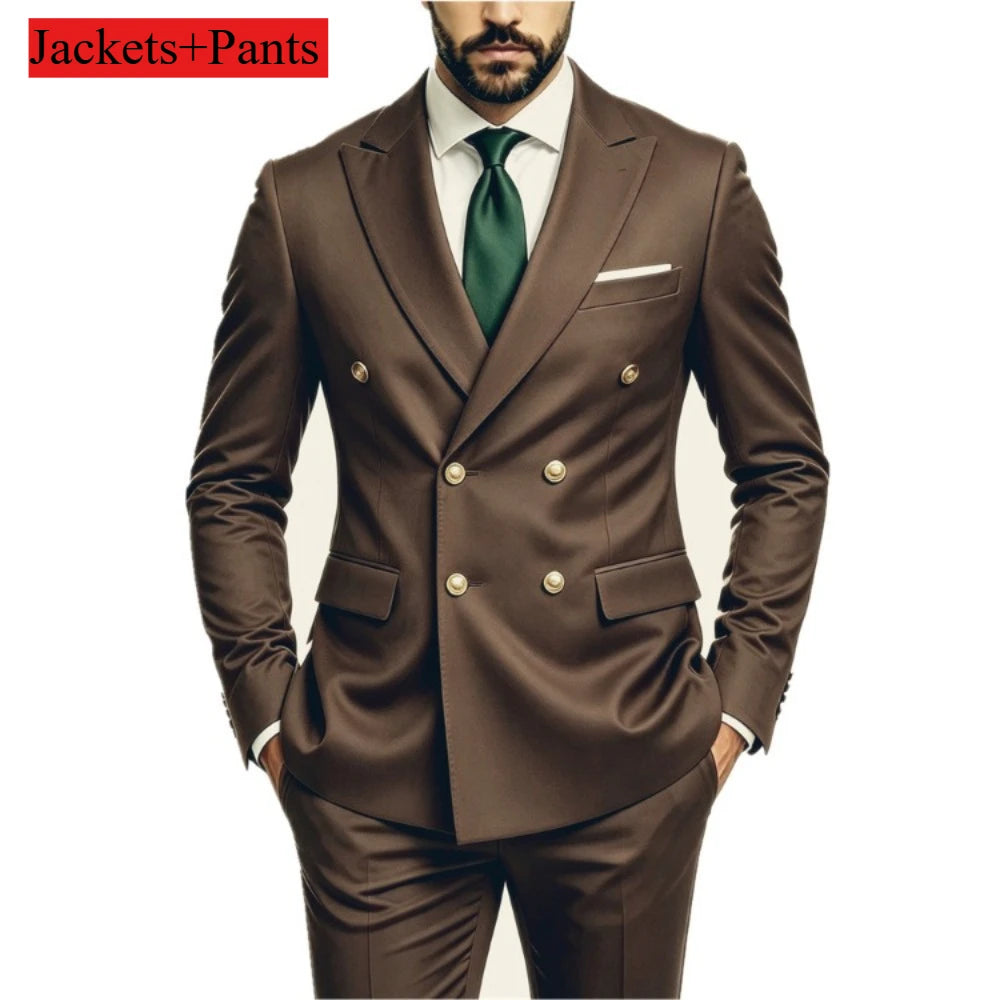 Men's Peak-Lapel Suit with Gold-Tone Buttons