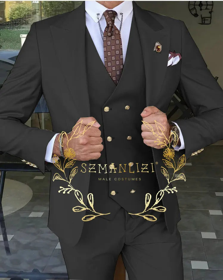 Men's Beige 3-Piece Suit Set — product view