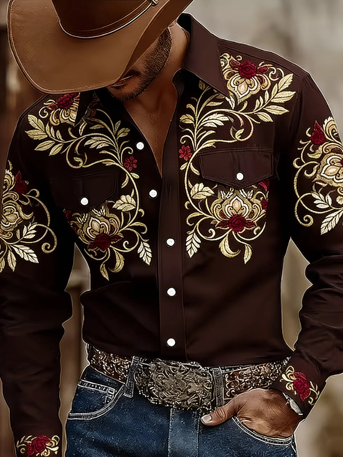 Men's Striped Long-Sleeve Casual Shirt