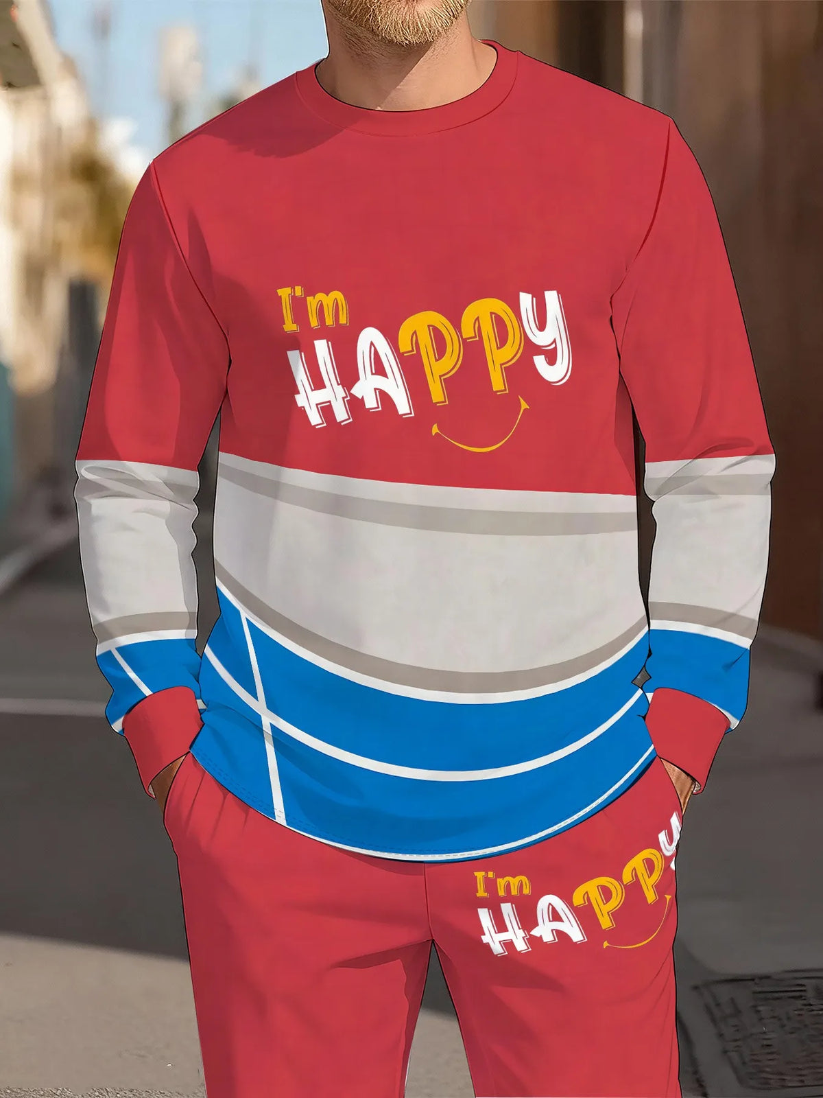 Men's Letter Print Sweatshirt & Pants Set