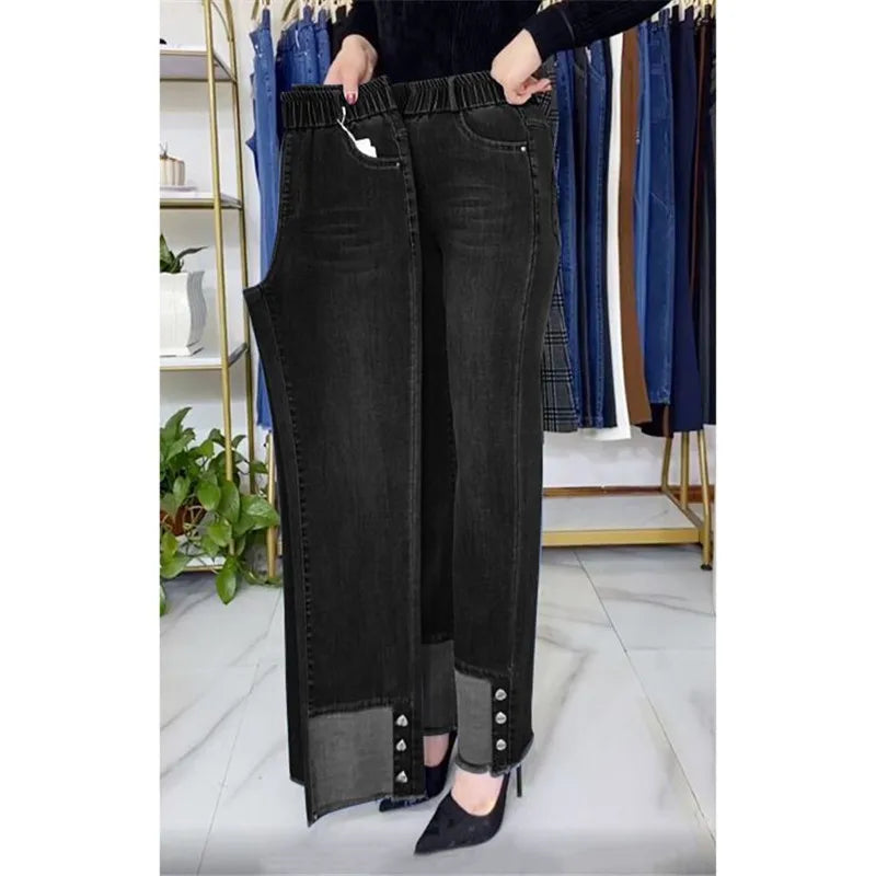Women's High-Waist Stretch Straight-Leg Jeans — product view