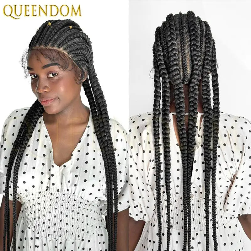 36" Synthetic Full Lace Wig Knotless Box Braid African Braided Wig - OSASCO