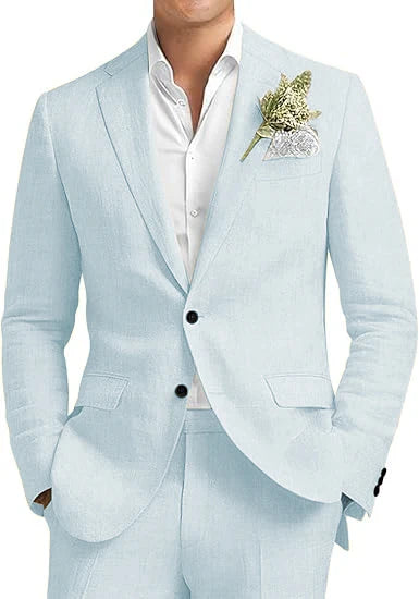 Men's Linen 2-Piece Notched Lapel Suit Set — product view