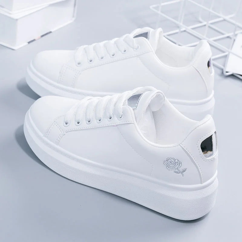 Women's Embroidered Lace-Up Sneakers — product view