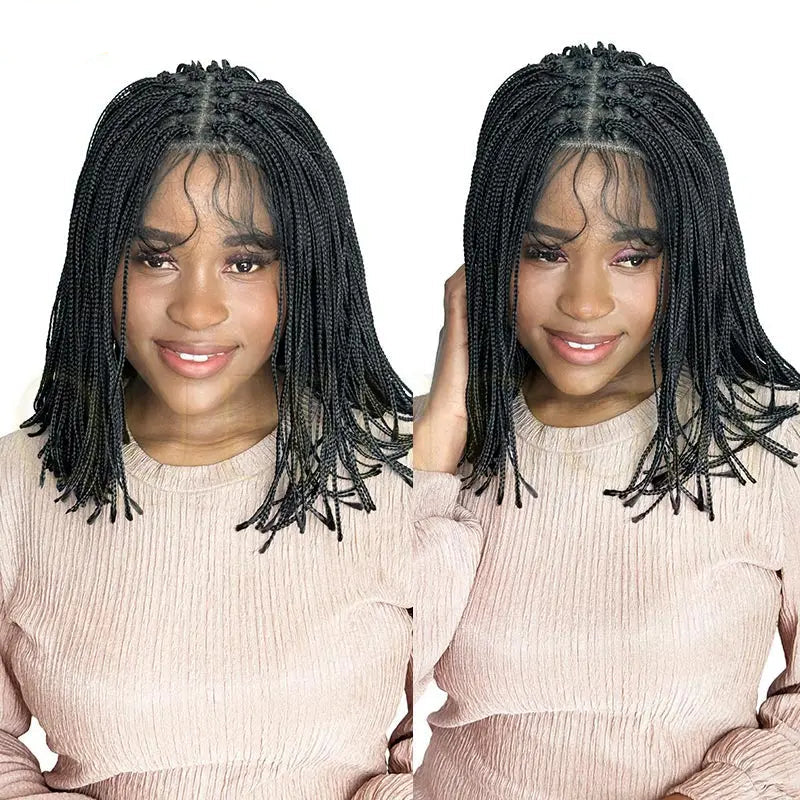 12 Inch Synthetic Dreadlock Wig Thin Cornrow Plaited Short Bob Lace - OSASCO
