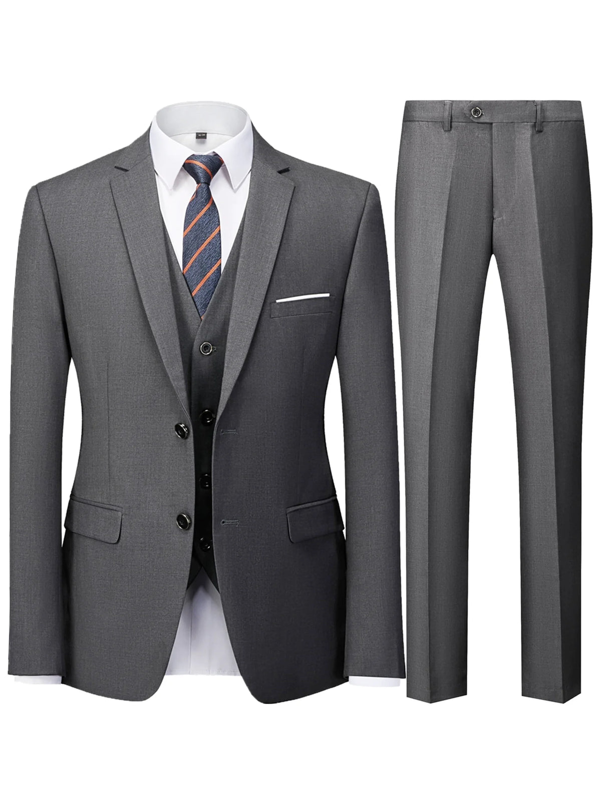 Men's Burgundy 3-Piece Slim Fit Suit Set — product view