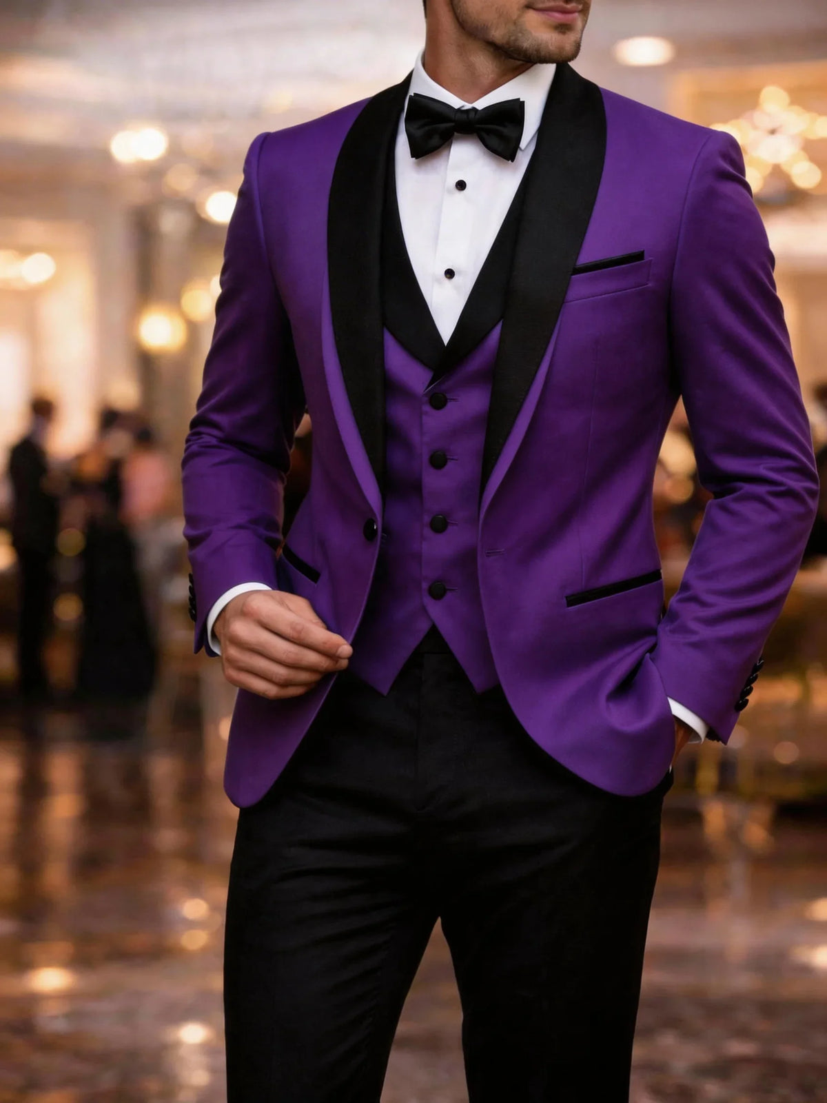 Men's Colour-Block Three-Piece Suit