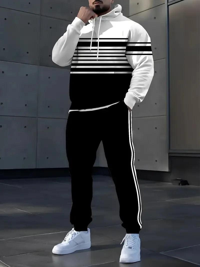 Men's Striped Casual Outfit Set