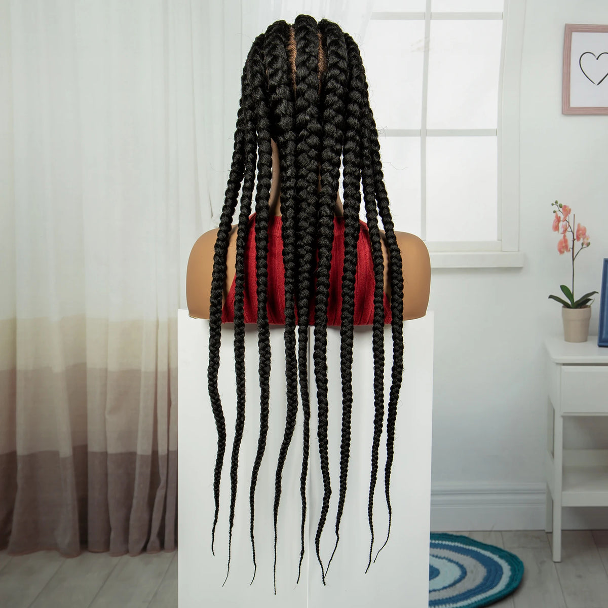 Women's Black Cornrow Braided Synthetic Wig — product view