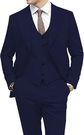 Men's 3-Piece Slim Fit Peak Lapel Suit Set — product view