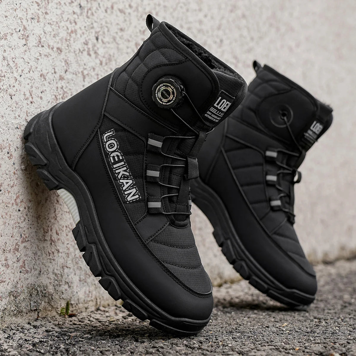 Bottes d’hiver montantes pour homme à lacets avec fermeture à molette