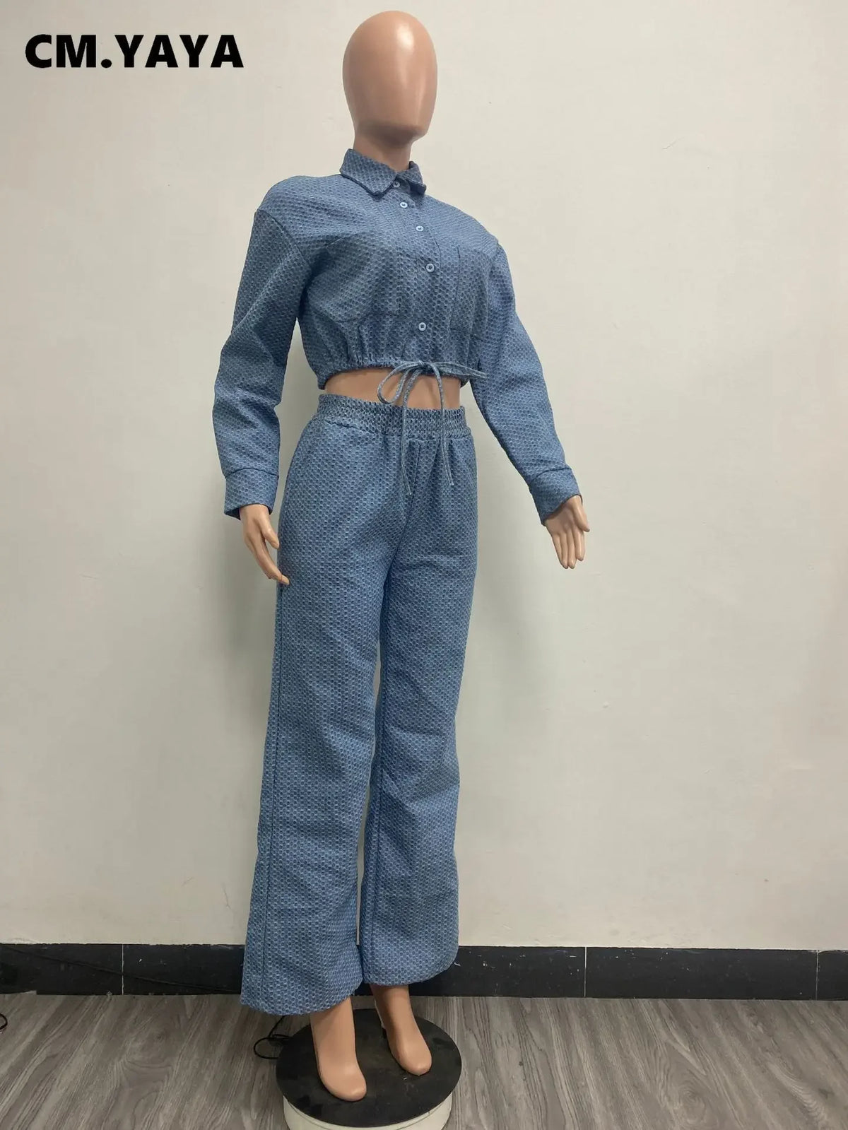 Women's Button-Front Denim Jacket & Wide-Leg Jeans Set
