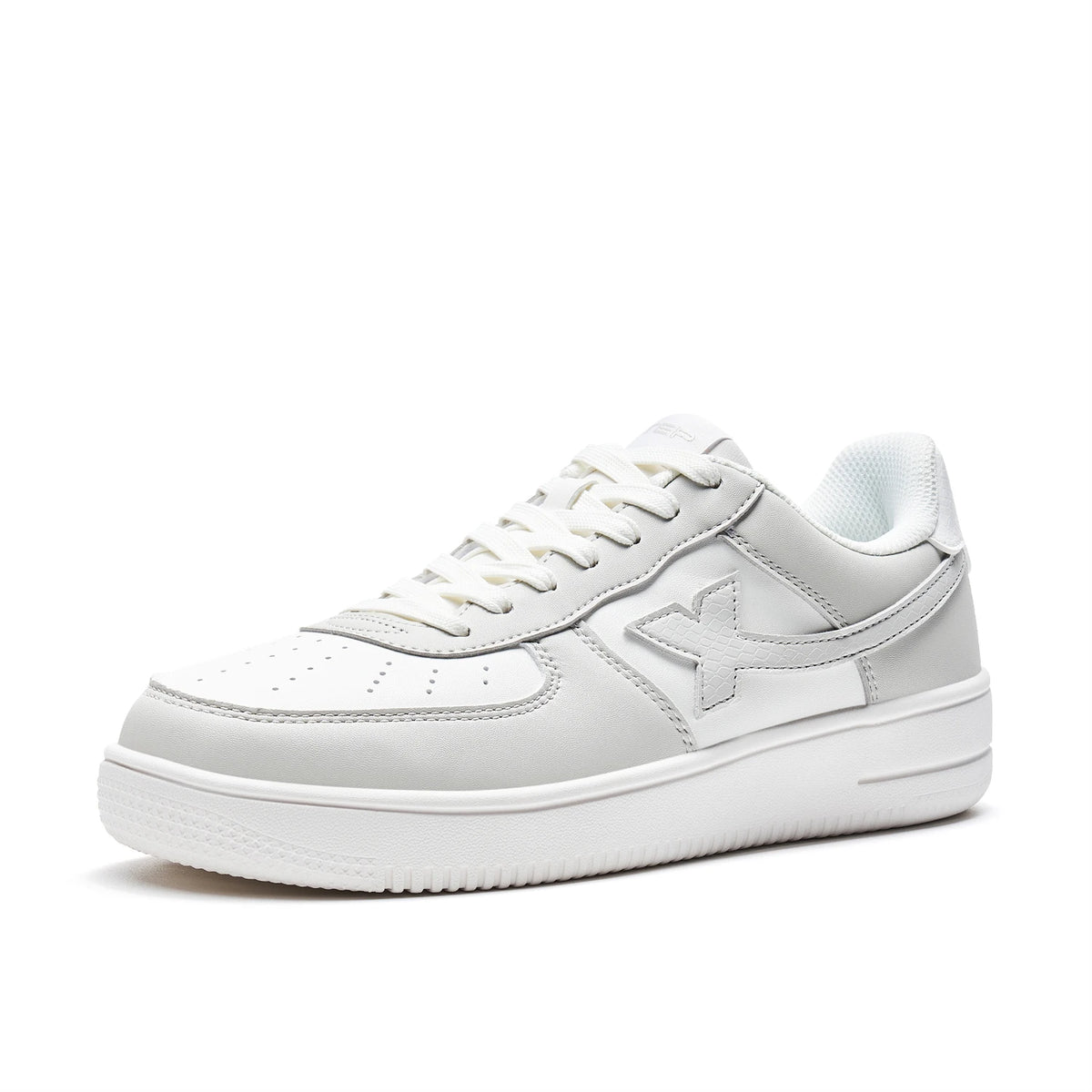 Unisex White Lace-Up Skate-Style Sneakers — product view