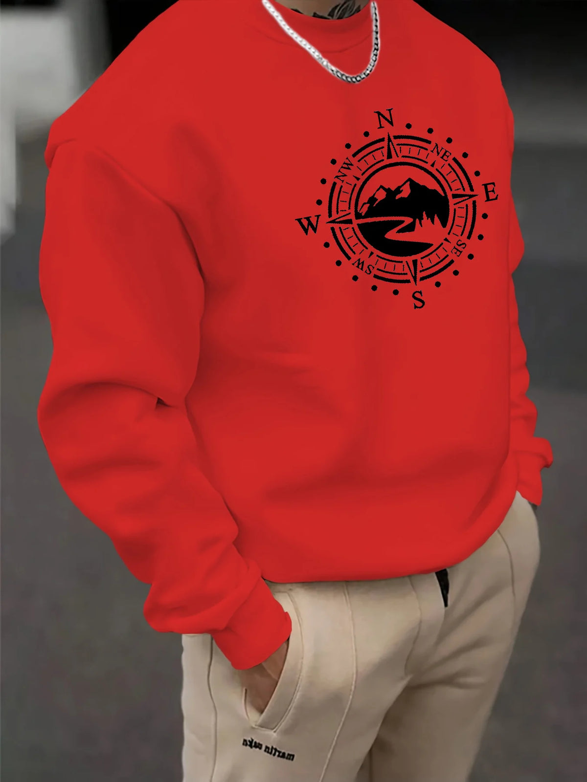 Men's Mountain Print Long-Sleeve Casual Shirt