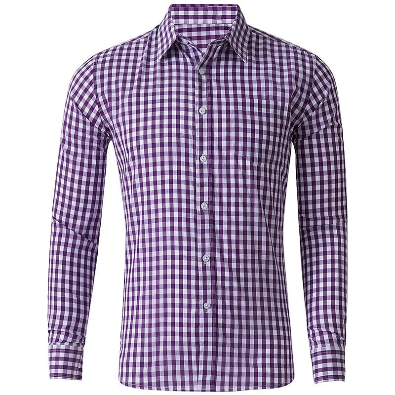 Unisex Check Print Long-Sleeve Casual Shirt