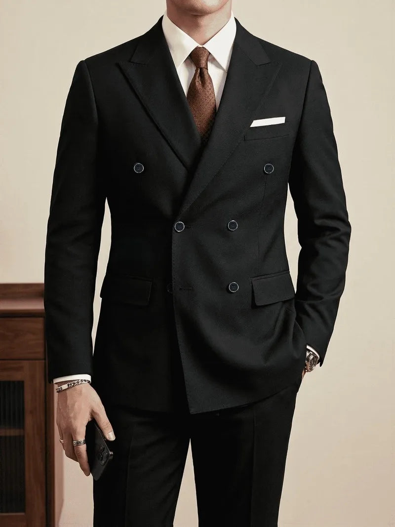 Men's Slim-Fit Double-Breasted Suit Set — product view