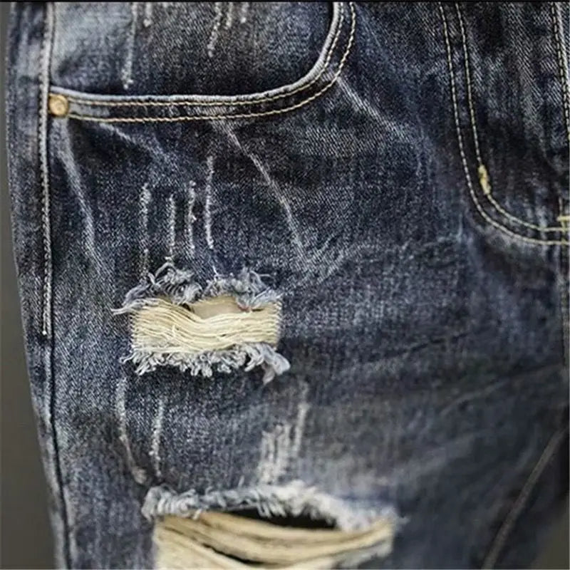 Men's Slim Fit Stretch Denim Jeans - Distressed Detail — product view