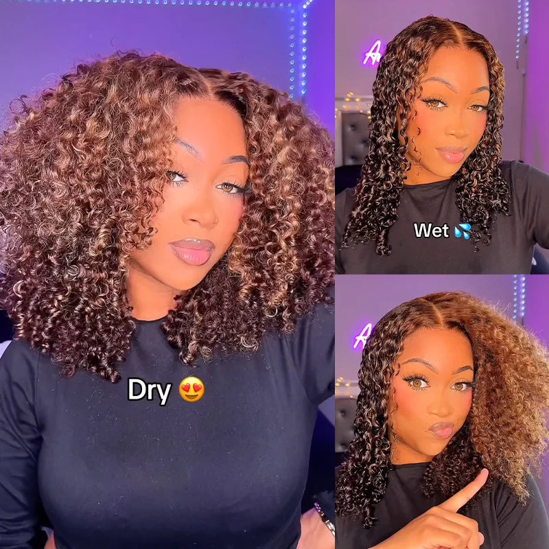 Glueless Kinky Curly Human Hair Lace Wig — product view