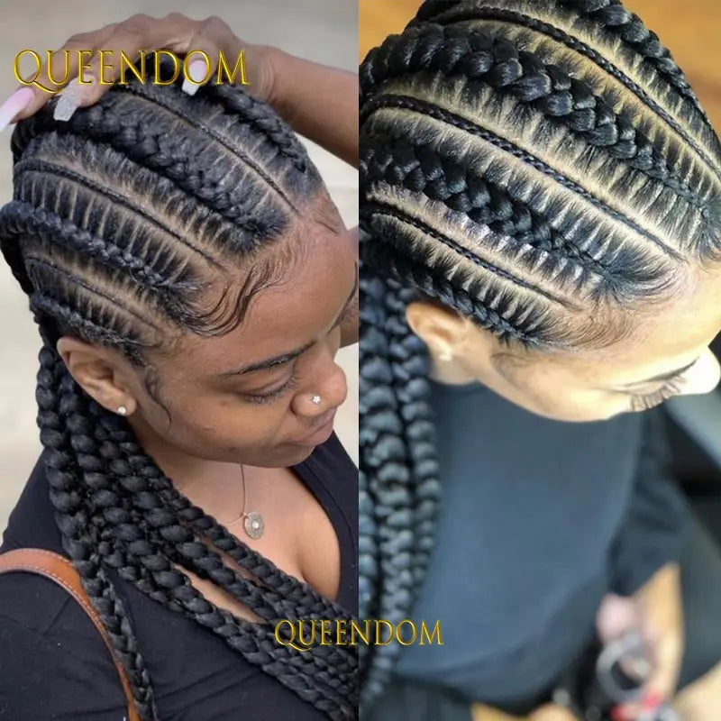 36" Synthetic Full Lace Wig Knotless Box Braid African Braided Wig - OSASCO