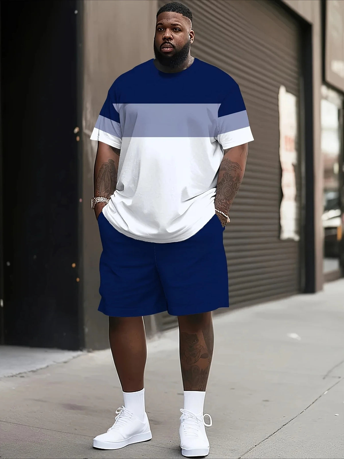 Men's Graphic Print Top & Shorts Set