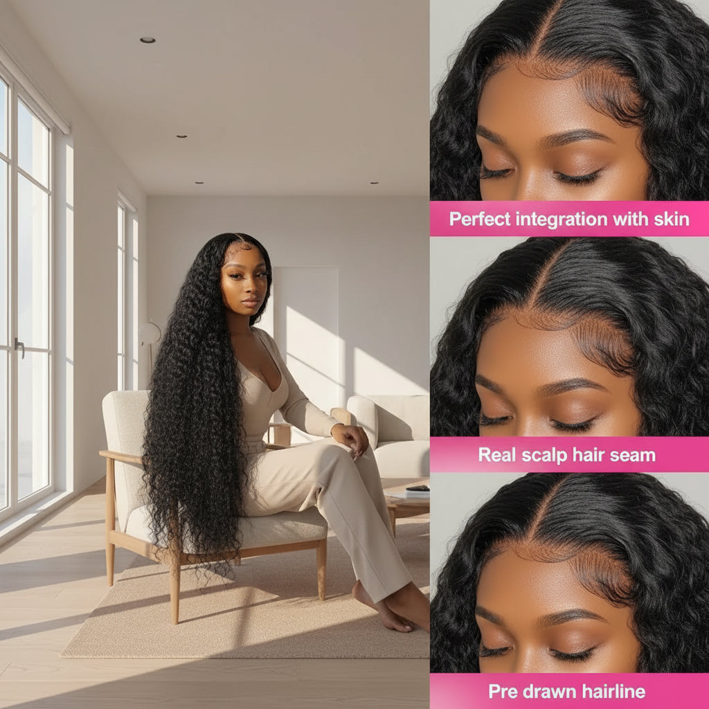 Deep Wave Human Hair Lace Wig — product view