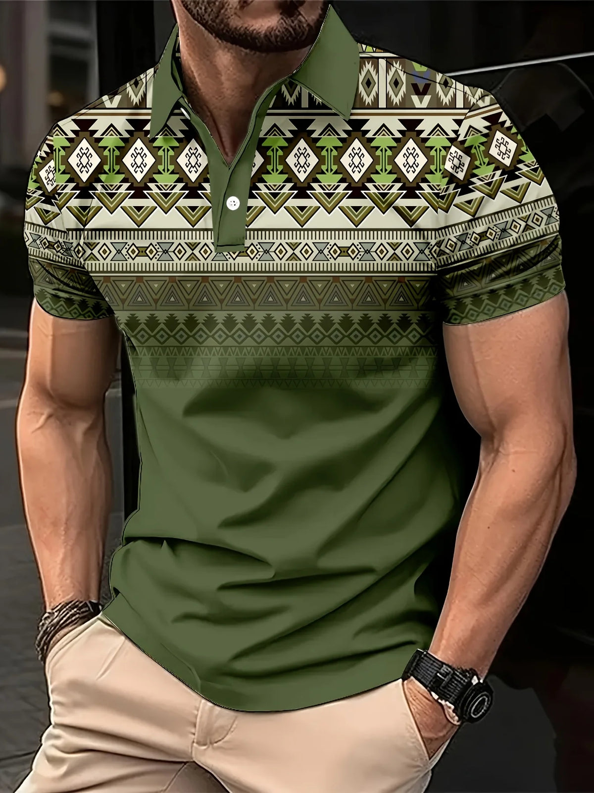 Men's Graphic Print Short-Sleeve Polo Shirt
