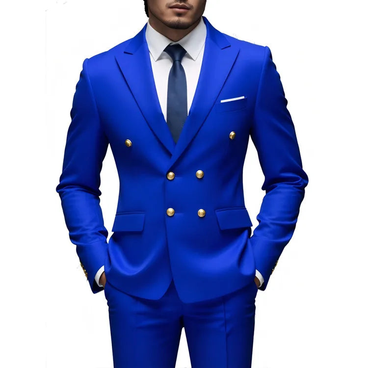 Men's Slim-Fit Double-Breasted Suit Set — product view