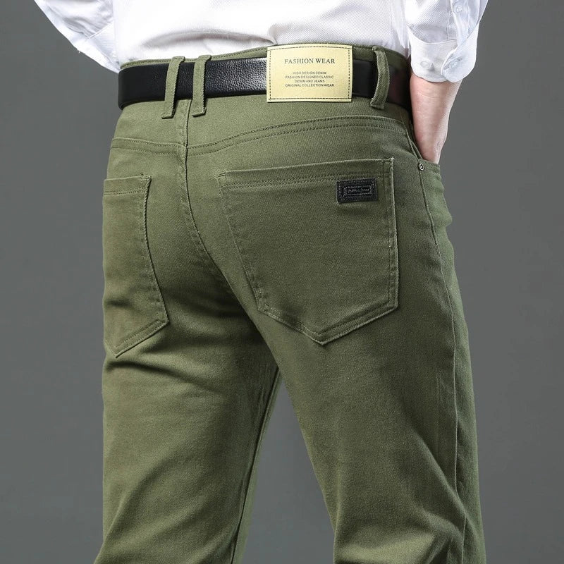 Men's Straight-Leg Stretch Denim Jeans - Business Casual Style — product view