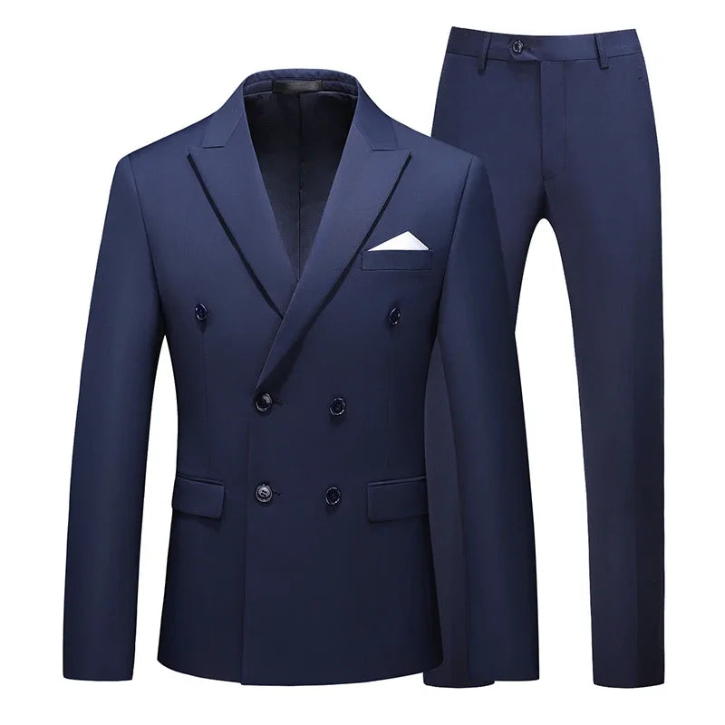 Men's 2-Piece Slim Fit Double-Breasted Peak Lapel Suit Set — product view
