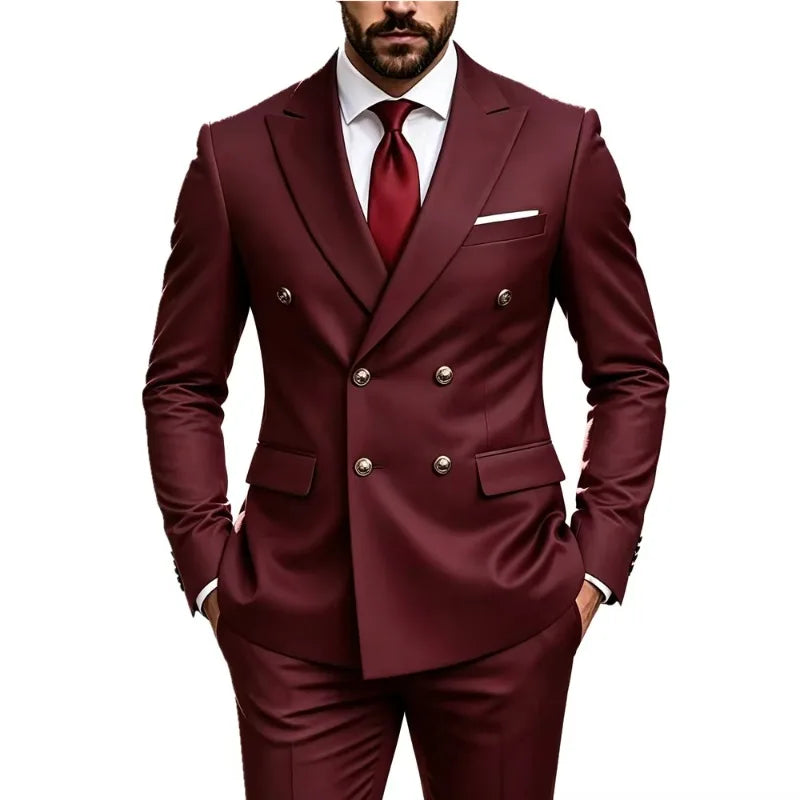 Men's Peak-Lapel Suit with Gold-Tone Buttons