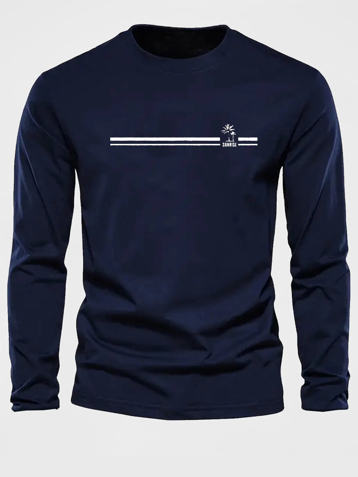 Men's Palm Tree Print Long-Sleeve Casual T-Shirt