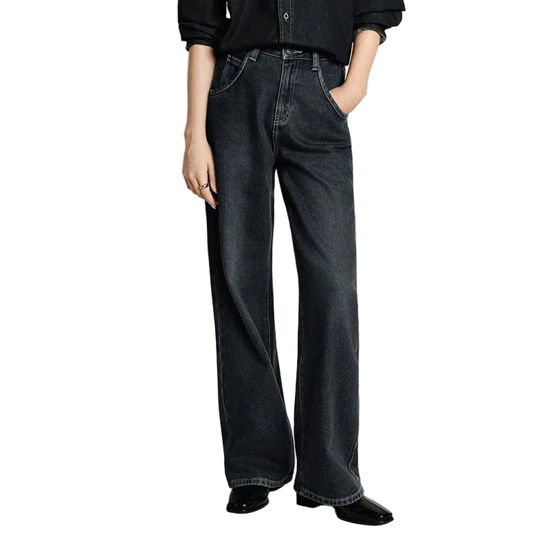 Women's Winter High-Waist Wide-Leg Jeans — product view