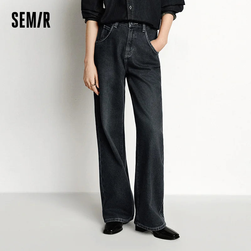 Women's Winter High-Waist Wide-Leg Jeans — product view