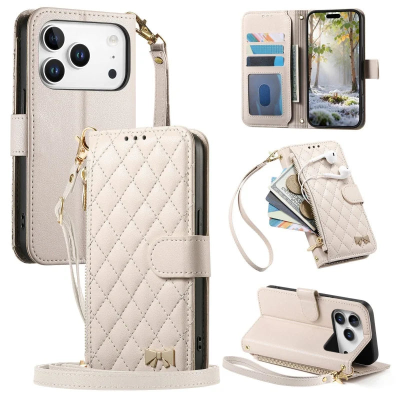 Magnetic Crossbody Zipper Wallet Phone Case for iPhone 14 Pro, iPhone 14 Plus, iPhone 14, iPhone 13 Pro Max, iPhone 13 Pro, iPhone 13, iPhone 12 Pro Max, iPhone 12 Pro, iPhone 12, iPhone 18 Pro Max, iPhone 18 Pro, iPhone 18 & More Models