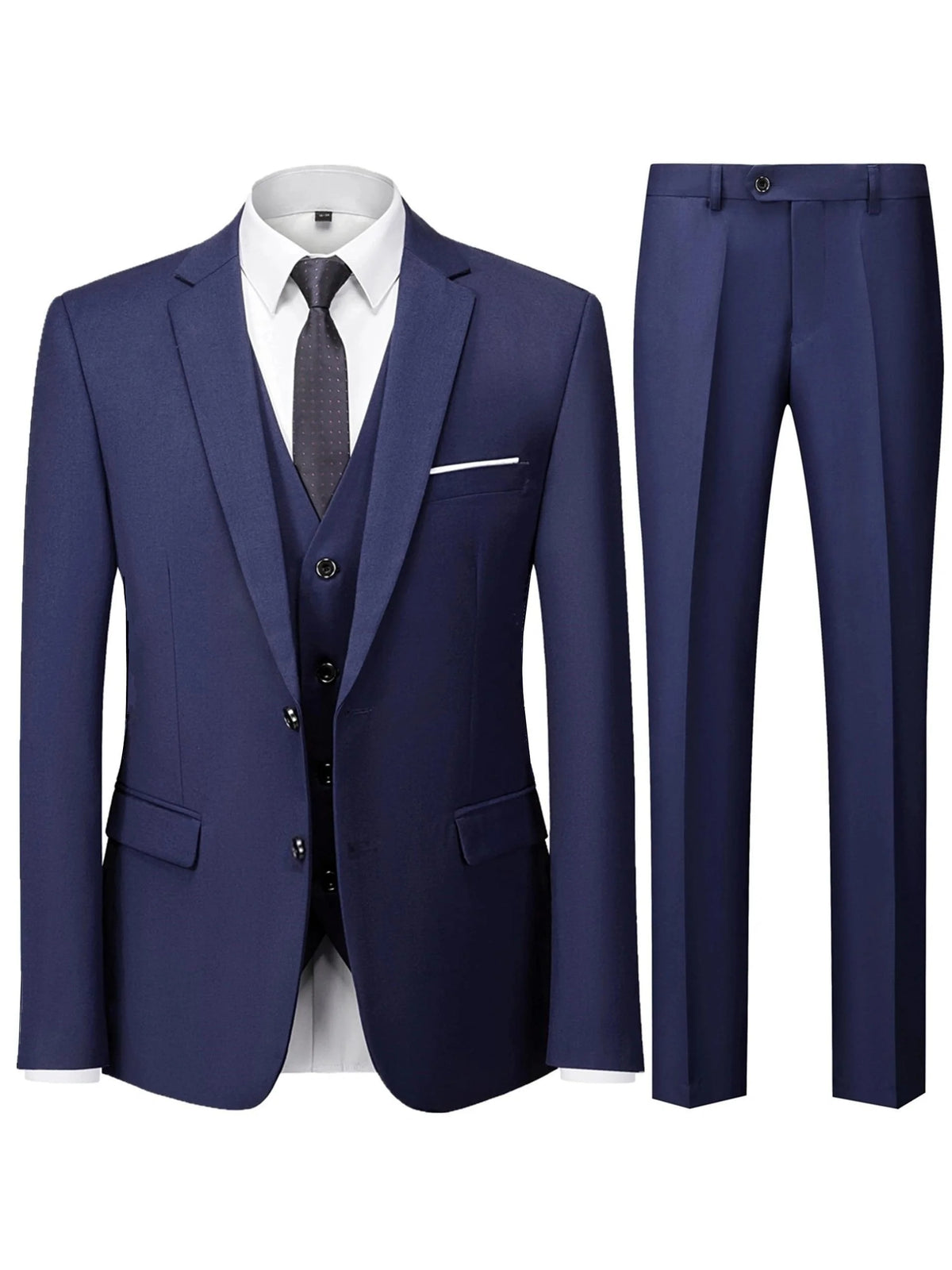 Men's Burgundy 3-Piece Slim Fit Suit Set — product view