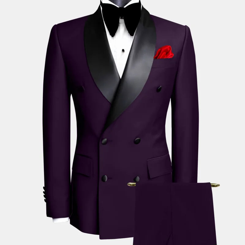 Men's Slim-Fit Double-Breasted Shawl Lapel Suit Set — product view