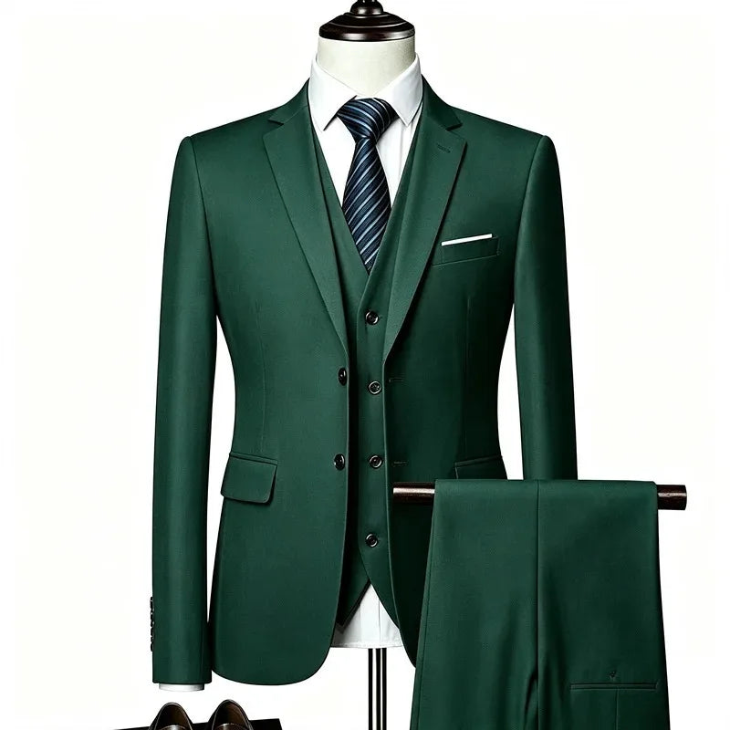 Men's Slim Fit Jacket, Vest & Trouser Set