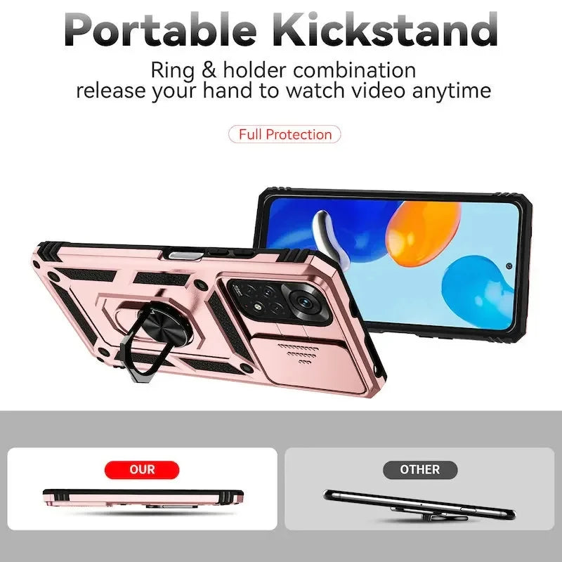 Kickstand Phone Case for Redmi Note 12 Pro 5G, Redmi Note 12 Pro 4G, Redmi Note 11 4G, Redmi Note 11S 4G, Redmi Note 13 Pro 5G, Redmi Note 13 Pro 4G, Redmi Note 12 5G, Redmi 12C, Redmi Note 11 Pro 5G, Redmi Note 11 Pro & More Models