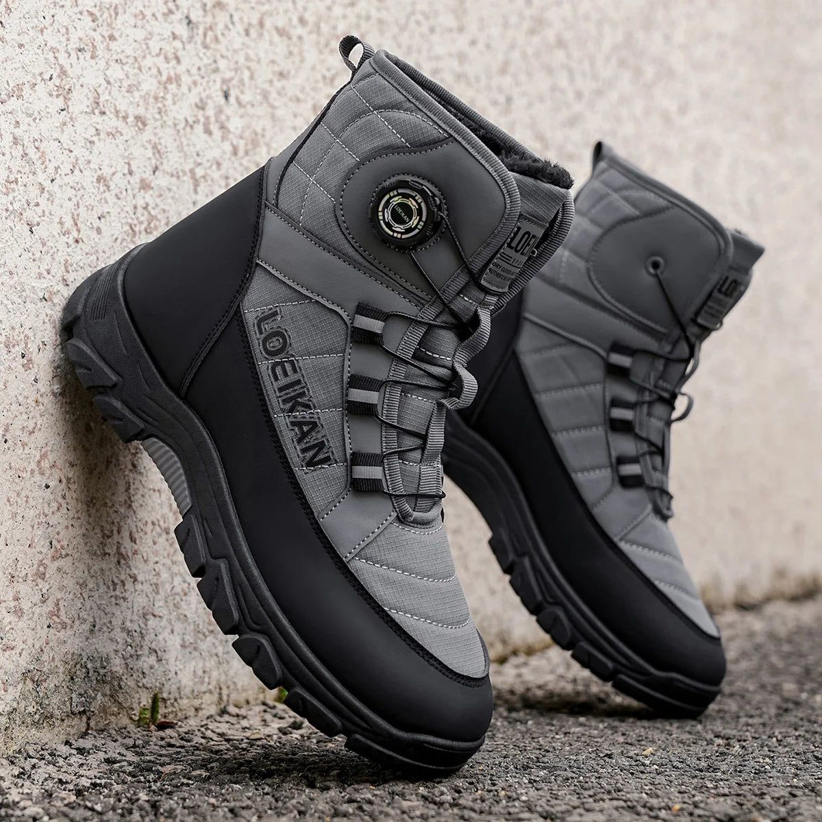 Bottes d’hiver montantes pour homme à lacets avec fermeture à molette