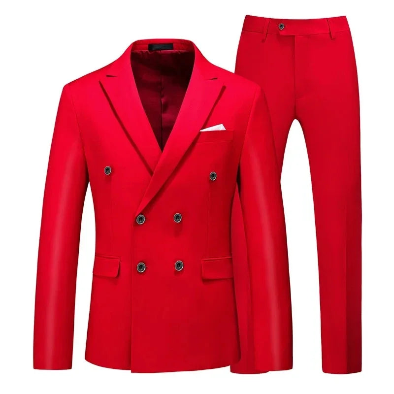 Men's 2-Piece Slim Fit Double-Breasted Peak Lapel Suit Set — product view
