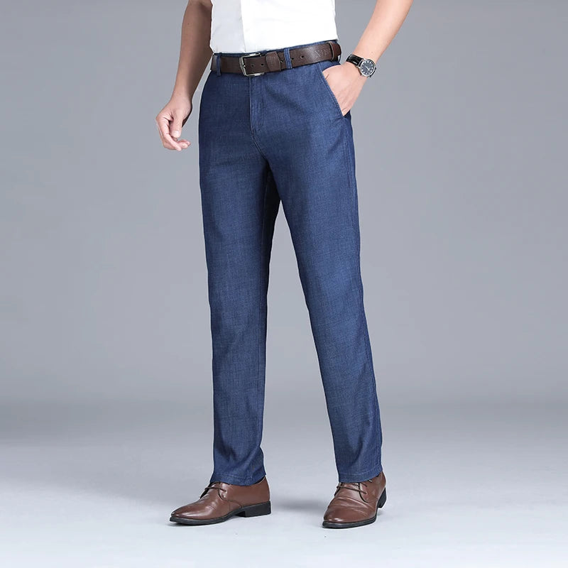 Men's Gray Loose Fit Stretch Denim Jeans - Lightweight — product view