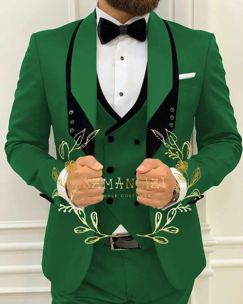 Men's Royal Blue 3-Piece Slim Fit Suit Set — product view