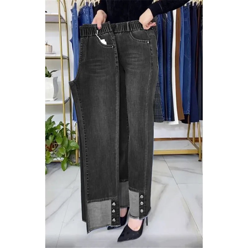 Women's High-Waist Stretch Straight-Leg Jeans — product view