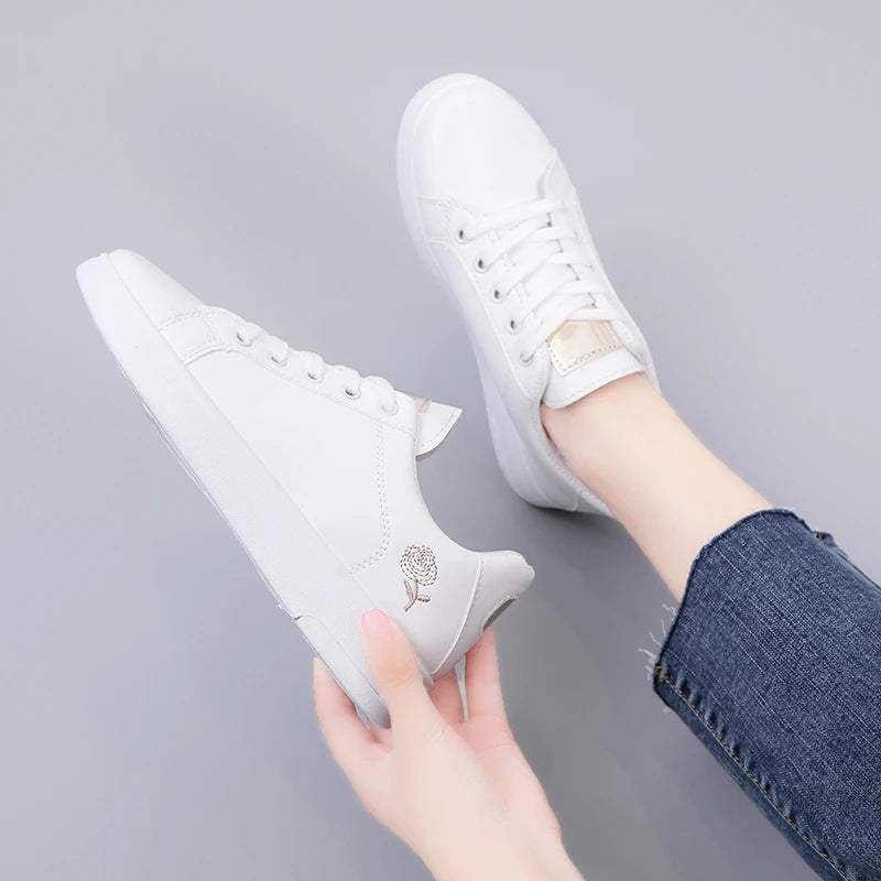Women's Embroidered Lace-Up Sneakers — product view
