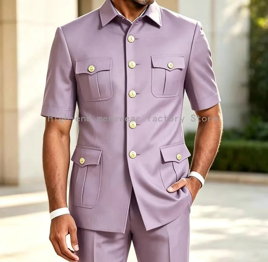 Men's Brown 2-Piece Slim Fit Suit Set — product view