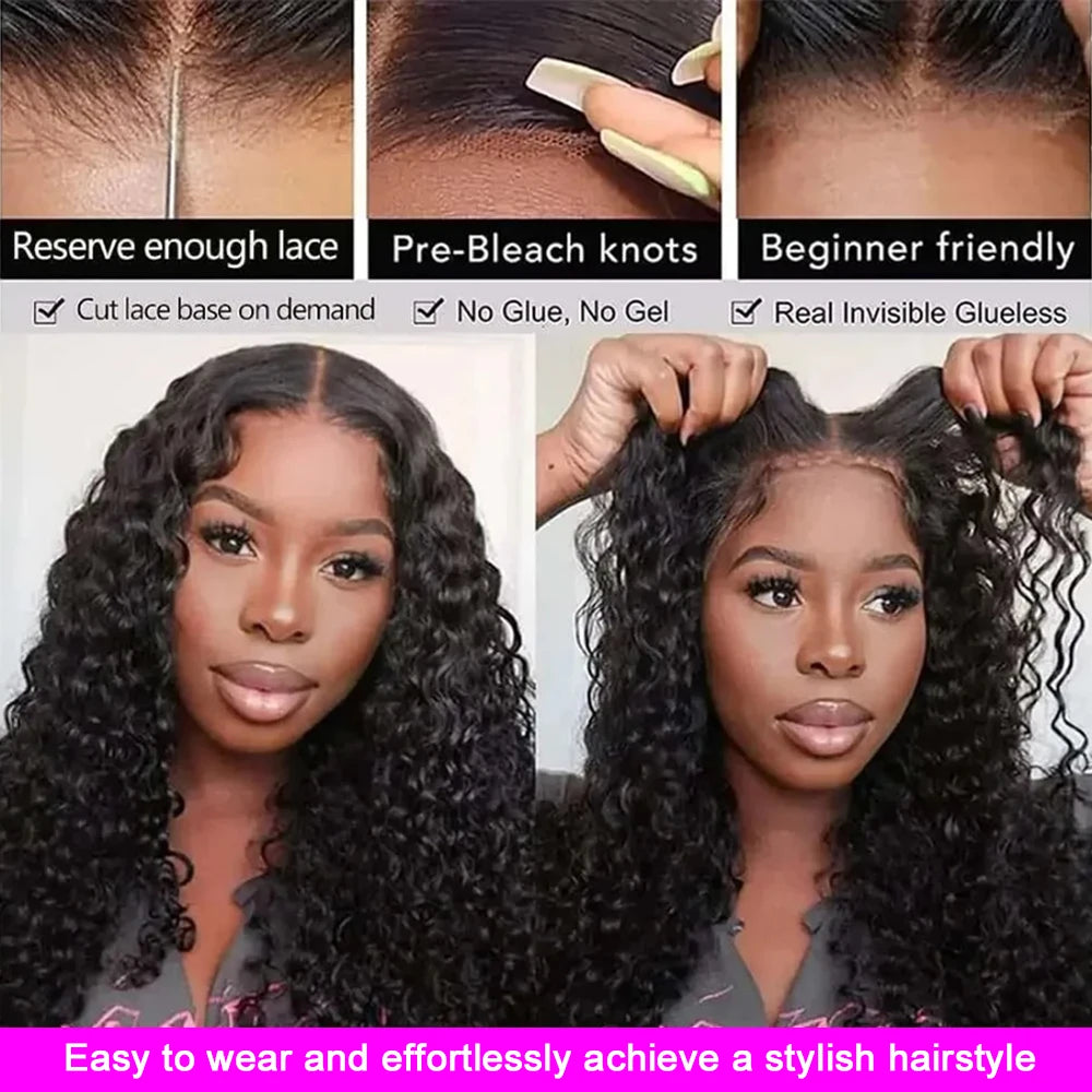 Glueless Deep Wave Human Hair Lace Wig — product view