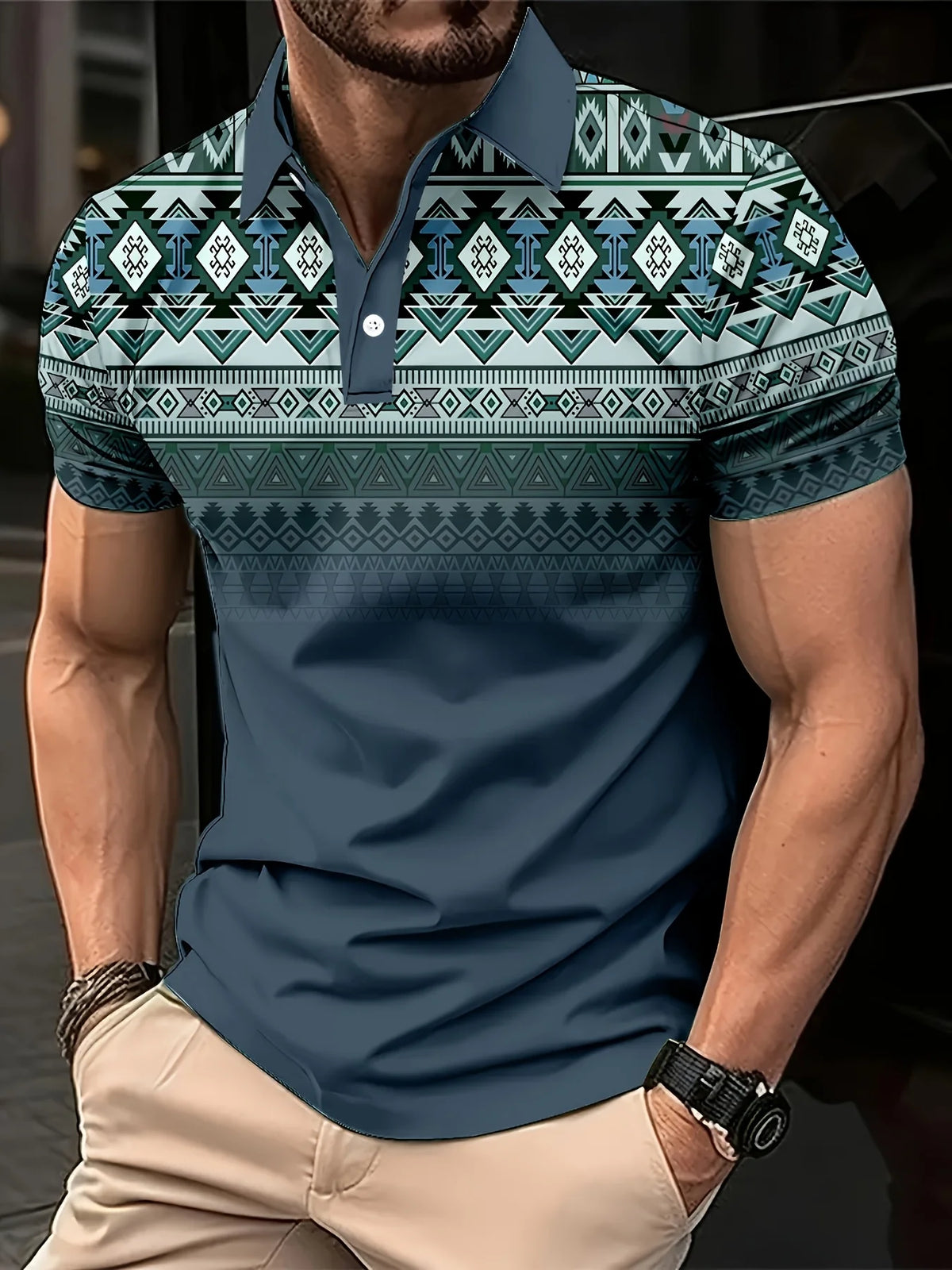 Men's Graphic Print Short-Sleeve Polo Shirt
